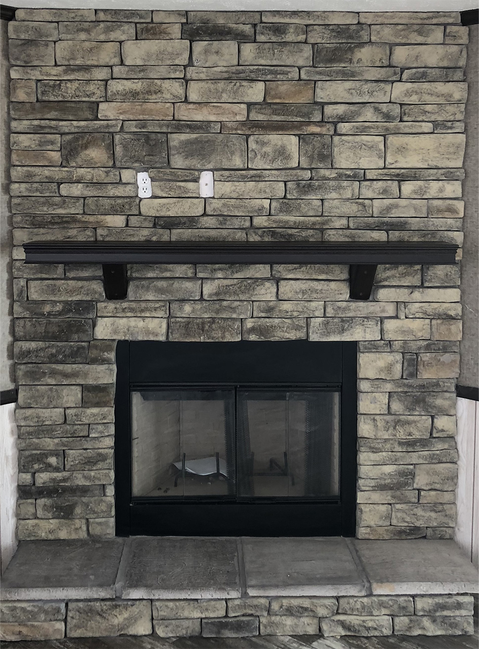 Full rock fireplace